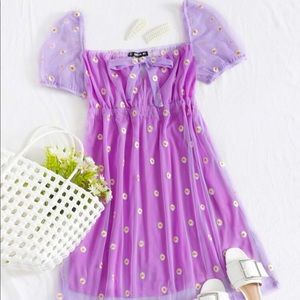 Purple cottage core flower dress